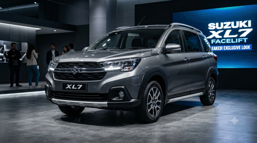Suzuki XL7 Facelift leaked image showing new gloss black grille, updated front bumper and SUV-inspired design.